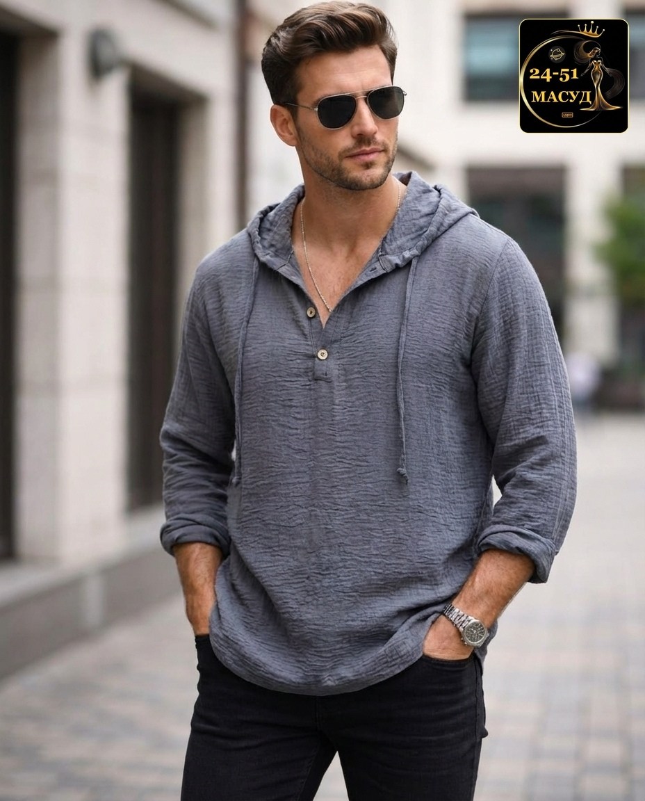 рубашка мужская с капюшоном,рубашка с капюшоном,рубашка летняя мужская,мужская мода,туника пляжная с капюшоном