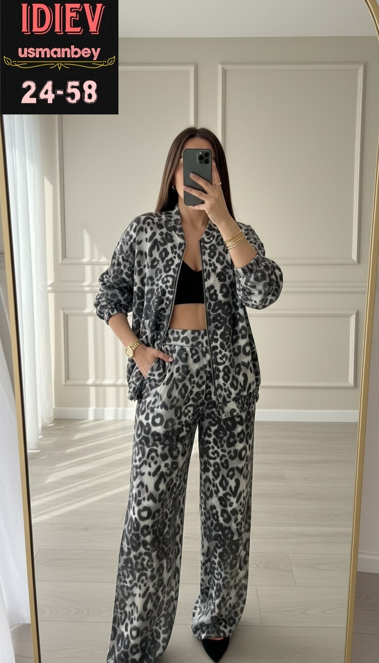 спортивный костюм с леопардовым принтом mix moda,брючный костюм,костюм с брюками,костюм женский,леопардовые костюмы