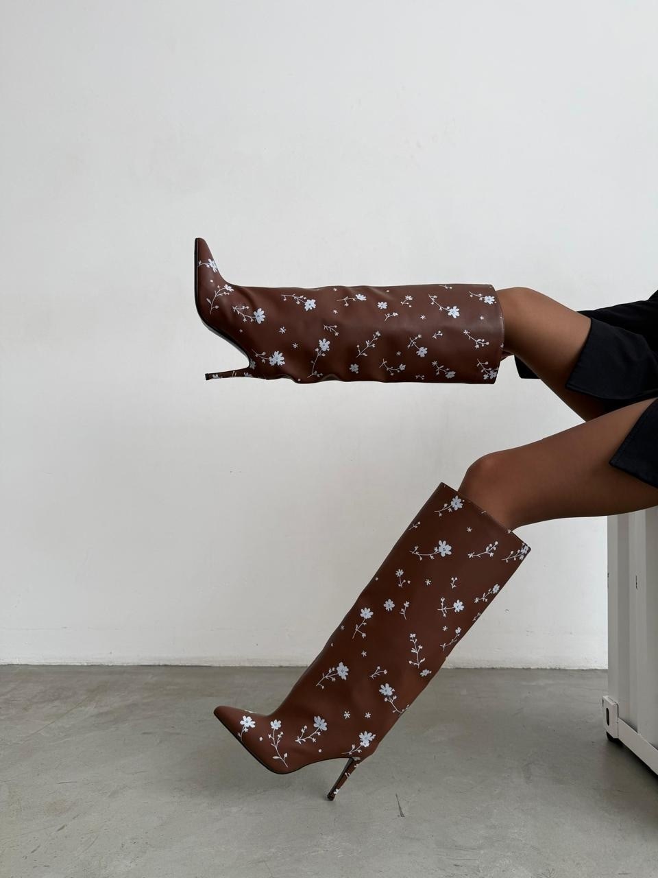 сапоги,коричневые сапоги,сапоги демисезонные на маленьком каблуке gh collection,сапоги текстиль,женская