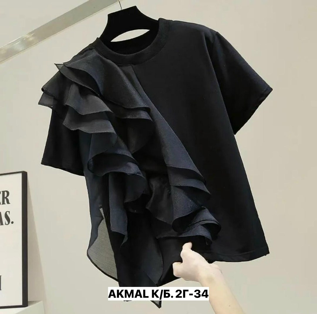 блузка с оборками,футболка с оборками,женская блузка с рюшами,блузка модная,блузка женская нарядная