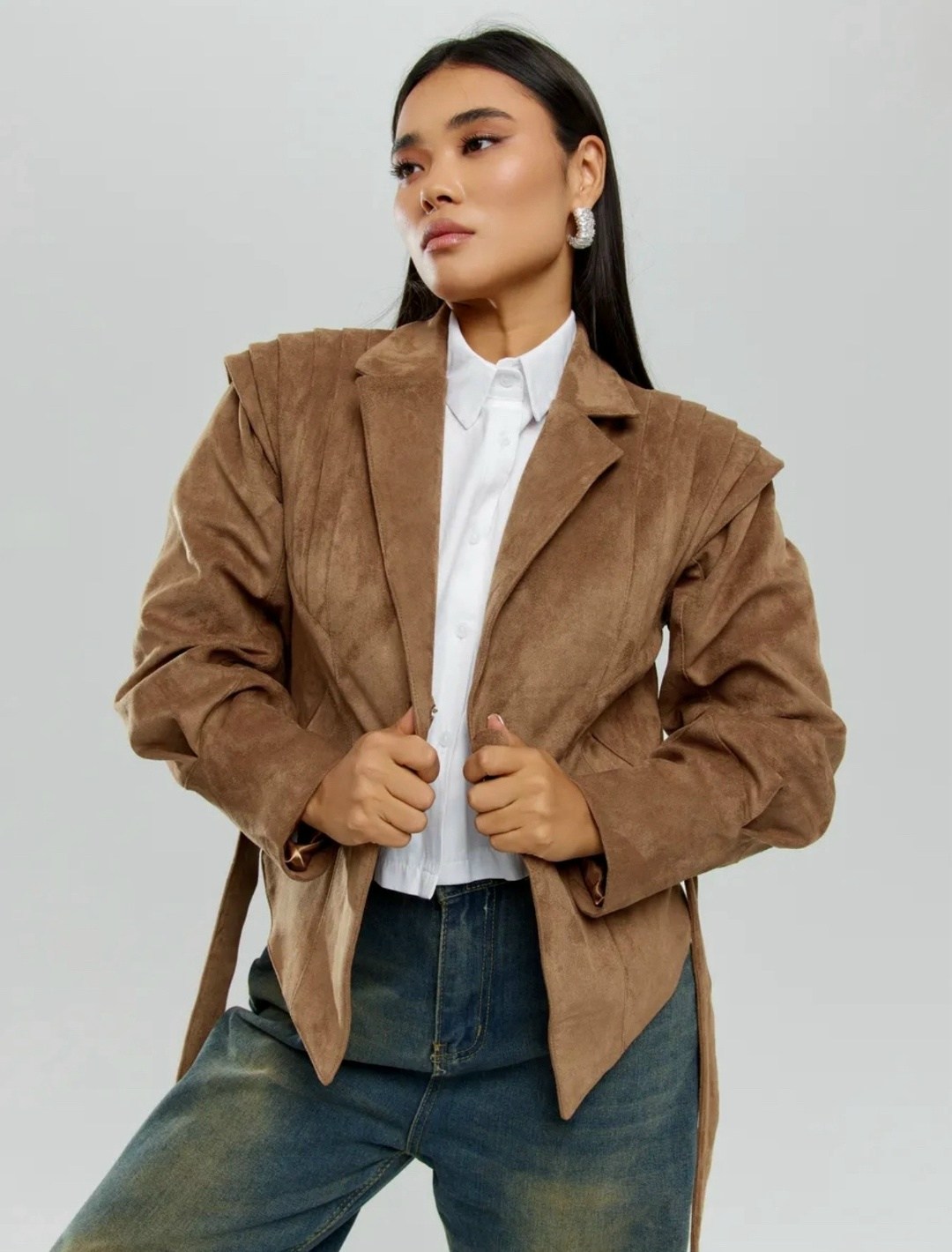 куртка замшевая жакет премиум x'zotic,куртка замшевая,куртка замшевая женская,куртка замшевая жакет премиум,куртка замшевая жакет премиум line xz серо-коричневая