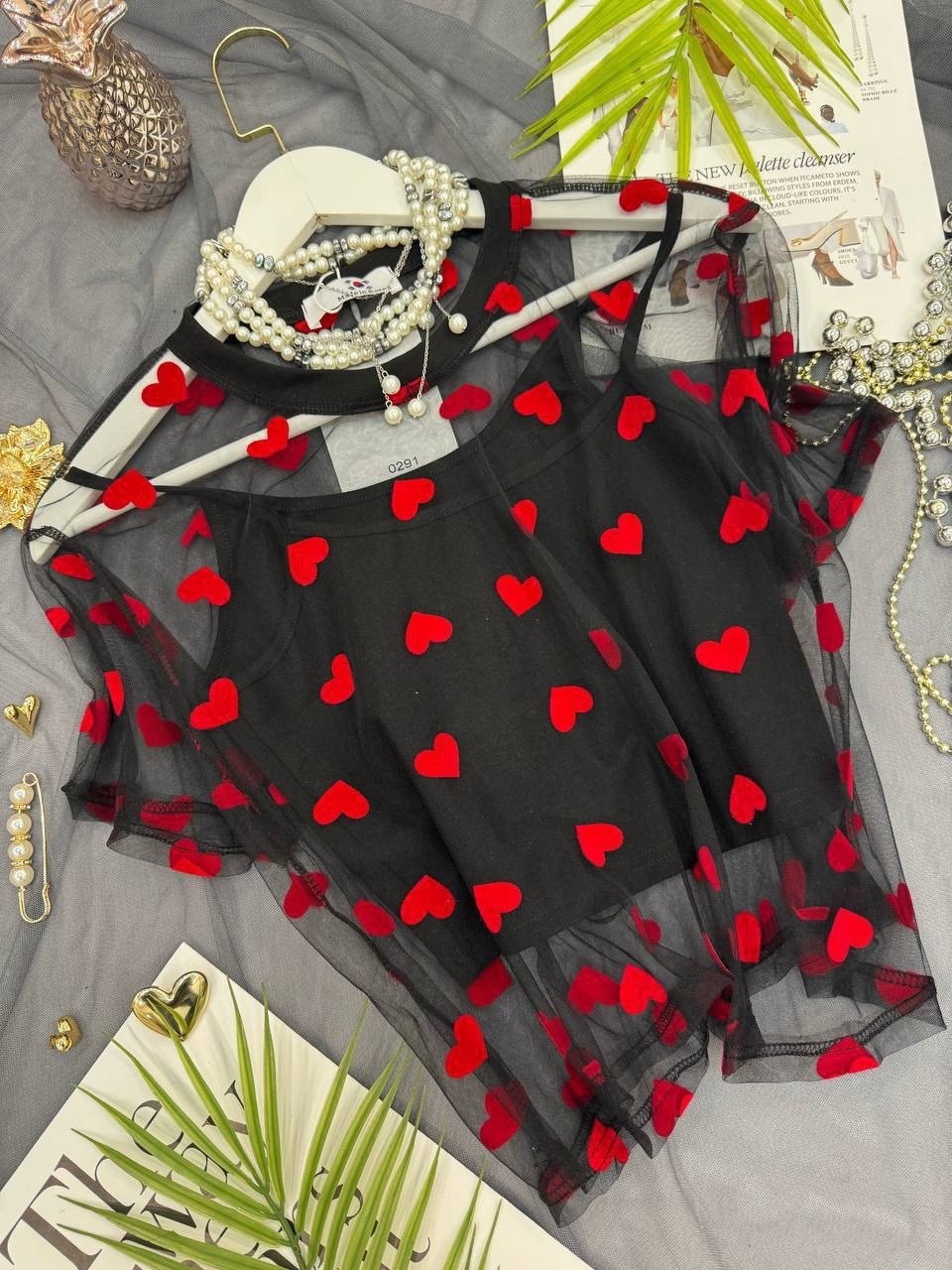 блузка с сеткой,футболка с сеткой,футболка с сердечками,футболка с фатином,футболка женская