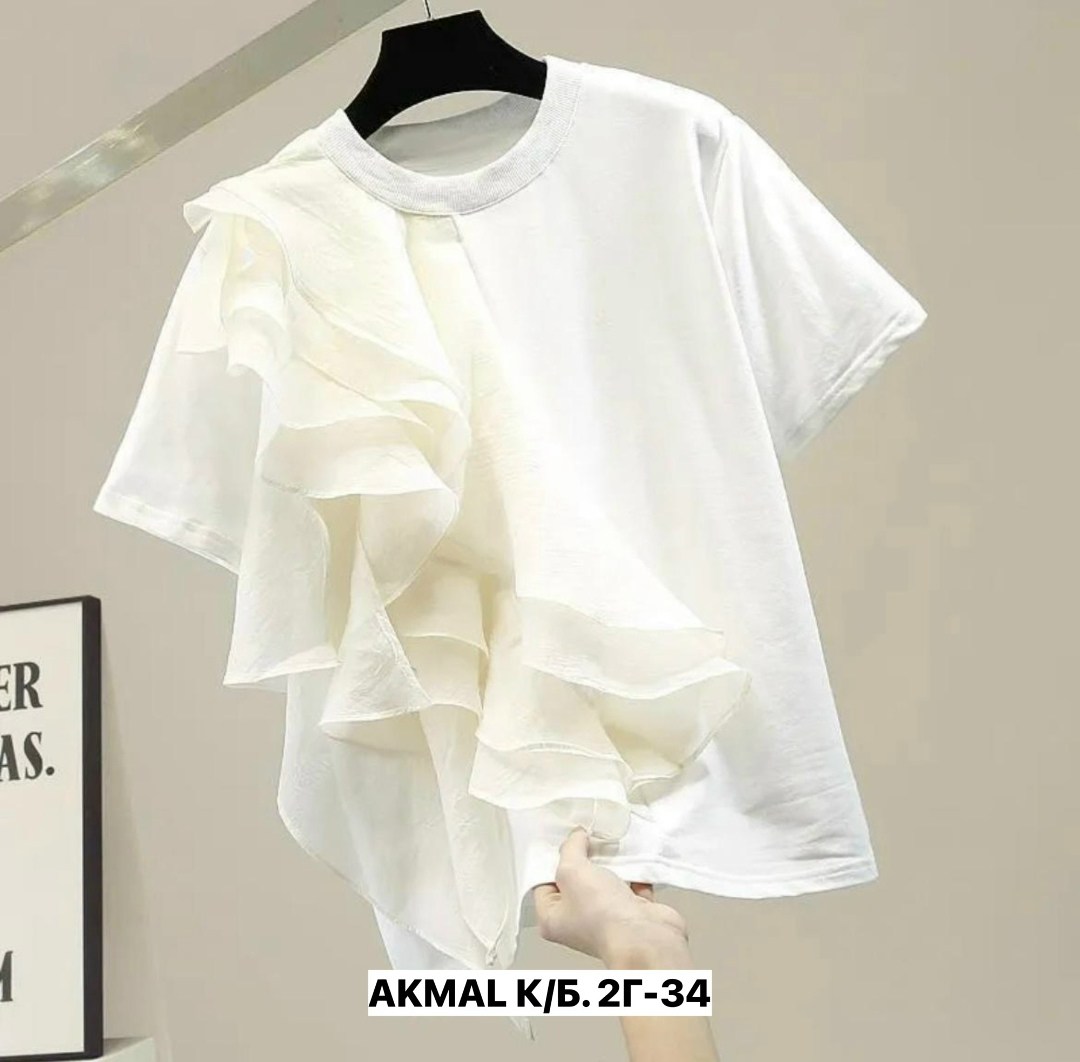 блузка с оборками,футболка с оборками,женская блузка с рюшами,блузка модная,блузка женская нарядная