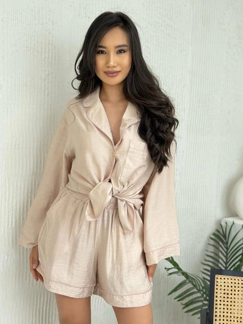 пижама женская с рубашкой,классическая пижама из 100% хлопка,пижама хлопковая со штанами ilova wear,пижама женская,пижама рубашка