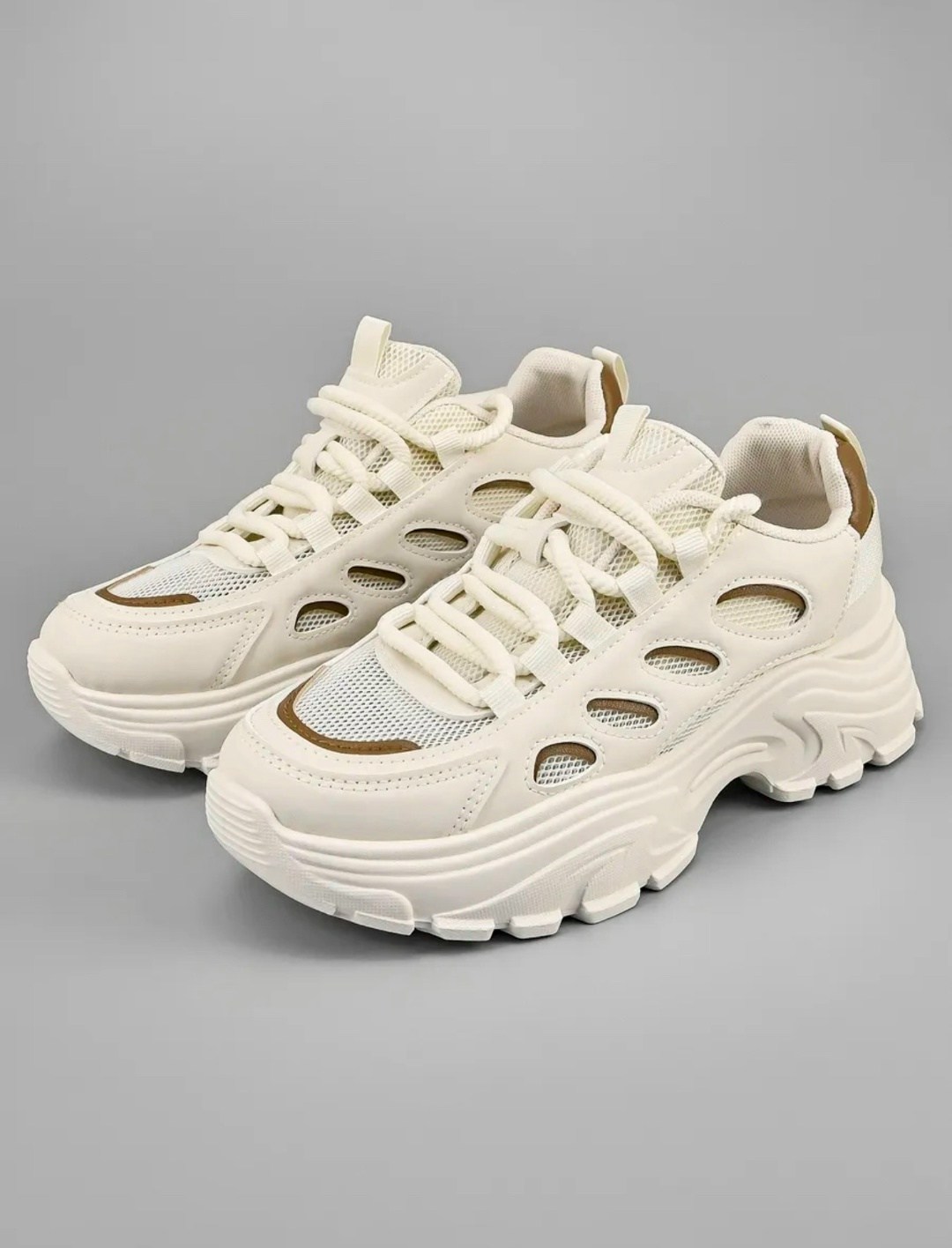 женские кроссовки,кроссовки летни,,кроссовки для женщин,кроссовки pooq chunky sneakers women's low-top бежевый