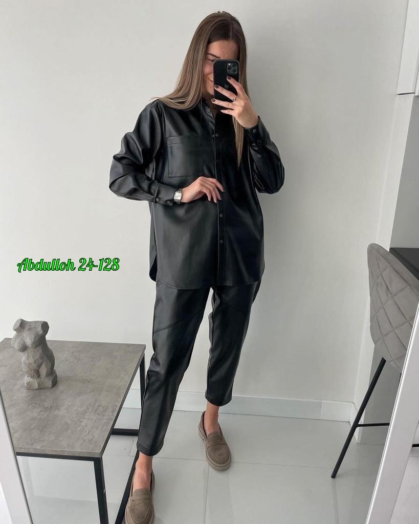 костюм женский,костюм из экокожи женский,костюм свободного кроя,брючный костюм,костюм из экокожи