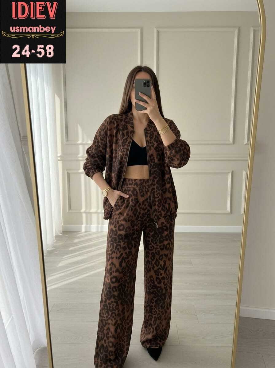спортивный костюм с леопардовым принтом mix moda,брючный костюм,костюм с брюками,костюм женский,леопардовые костюмы
