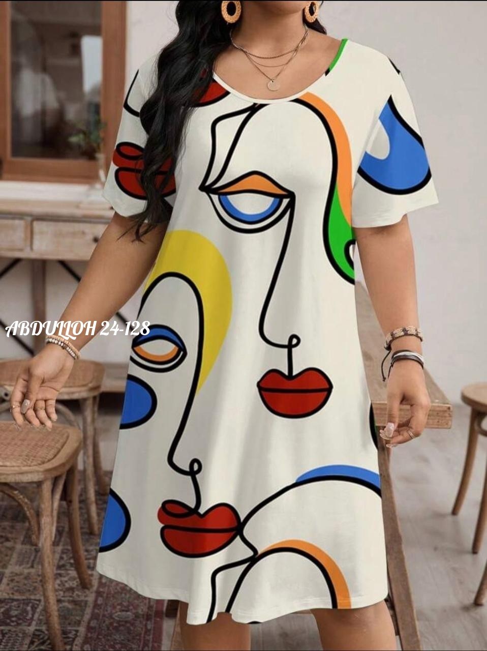 женское платье с принтом,модная  художественная линия лица платья с 3d принтом летние,модная  художественная линия лица 3d принт платья летние,платье женской,платье с рисун