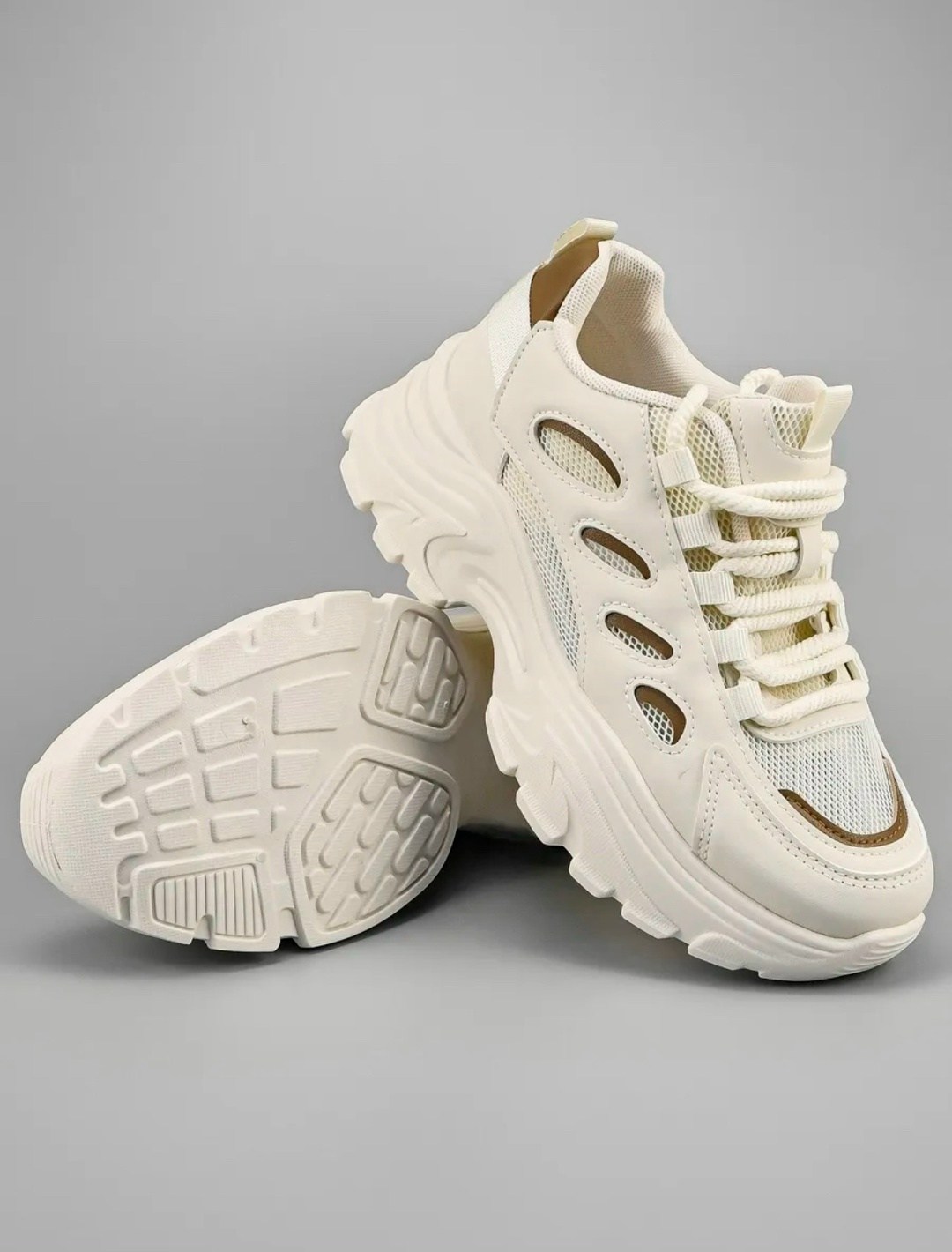 женские кроссовки,кроссовки летни,,кроссовки для женщин,кроссовки pooq chunky sneakers women's low-top бежевый