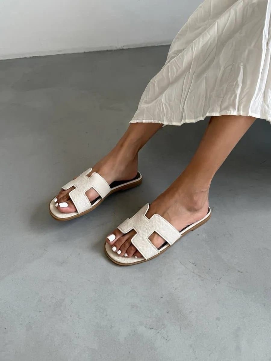 шлепанцы женские,шлепки гермес белые,босоножки спортивные,летние шлепанцы,эрмес шлепки