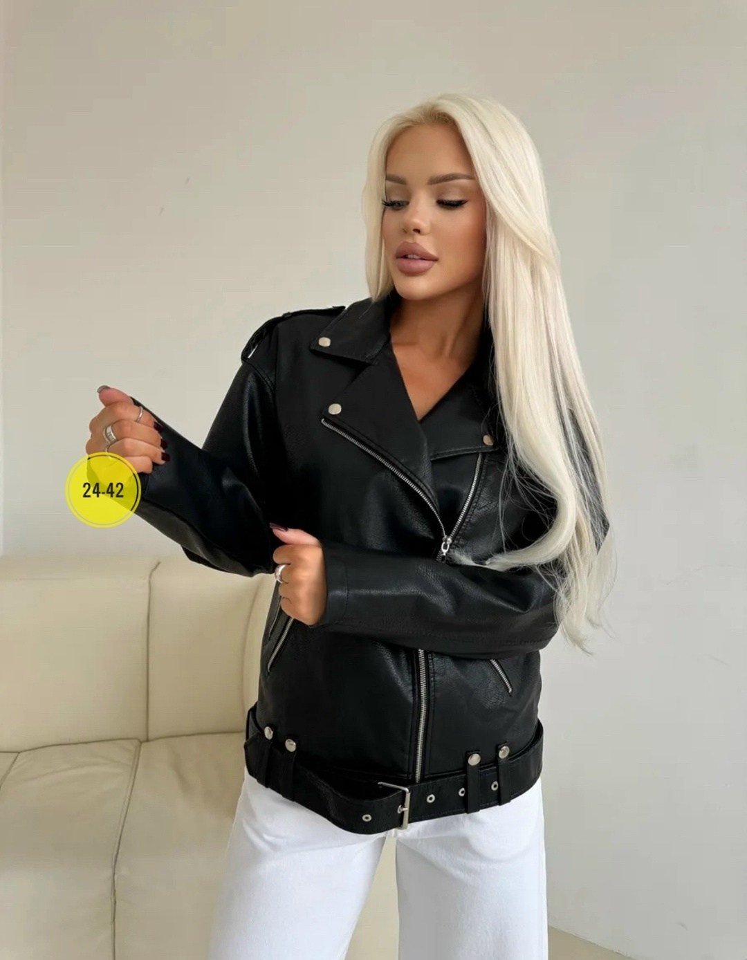 куртка косуха женская из экокожи оверсайз,косуха из экокожи,женская куртка косуха из экокожи,кожаная куртка женская,куртка косуха женская из экокожи оверсайз арт. 10592379