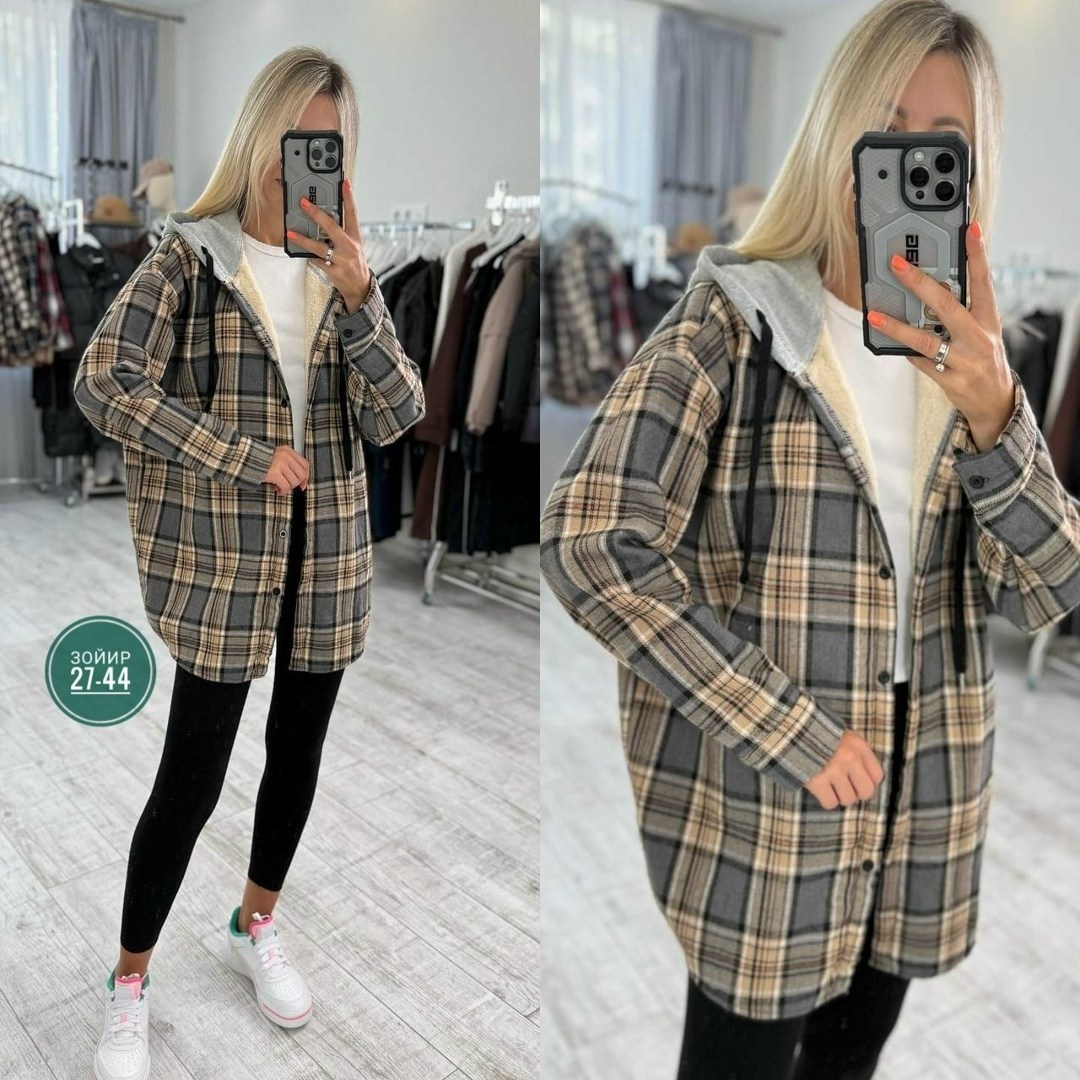 рубашка клетчатая с мехом внутри с капюшоном melidim,рубашка оверсайз теплая в клетку удлиненная amy store,женская рубашка,рубашка с капюшоном,рубашка теплая