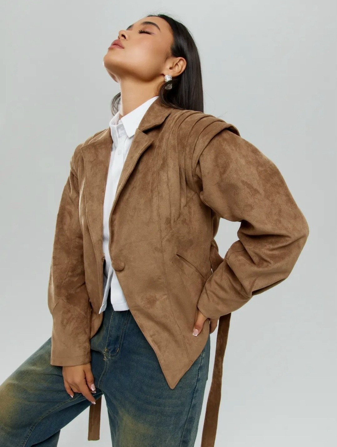 куртка замшевая жакет премиум x'zotic,куртка замшевая,куртка замшевая женская,куртка замшевая жакет премиум,куртка замшевая жакет премиум line xz серо-коричневая