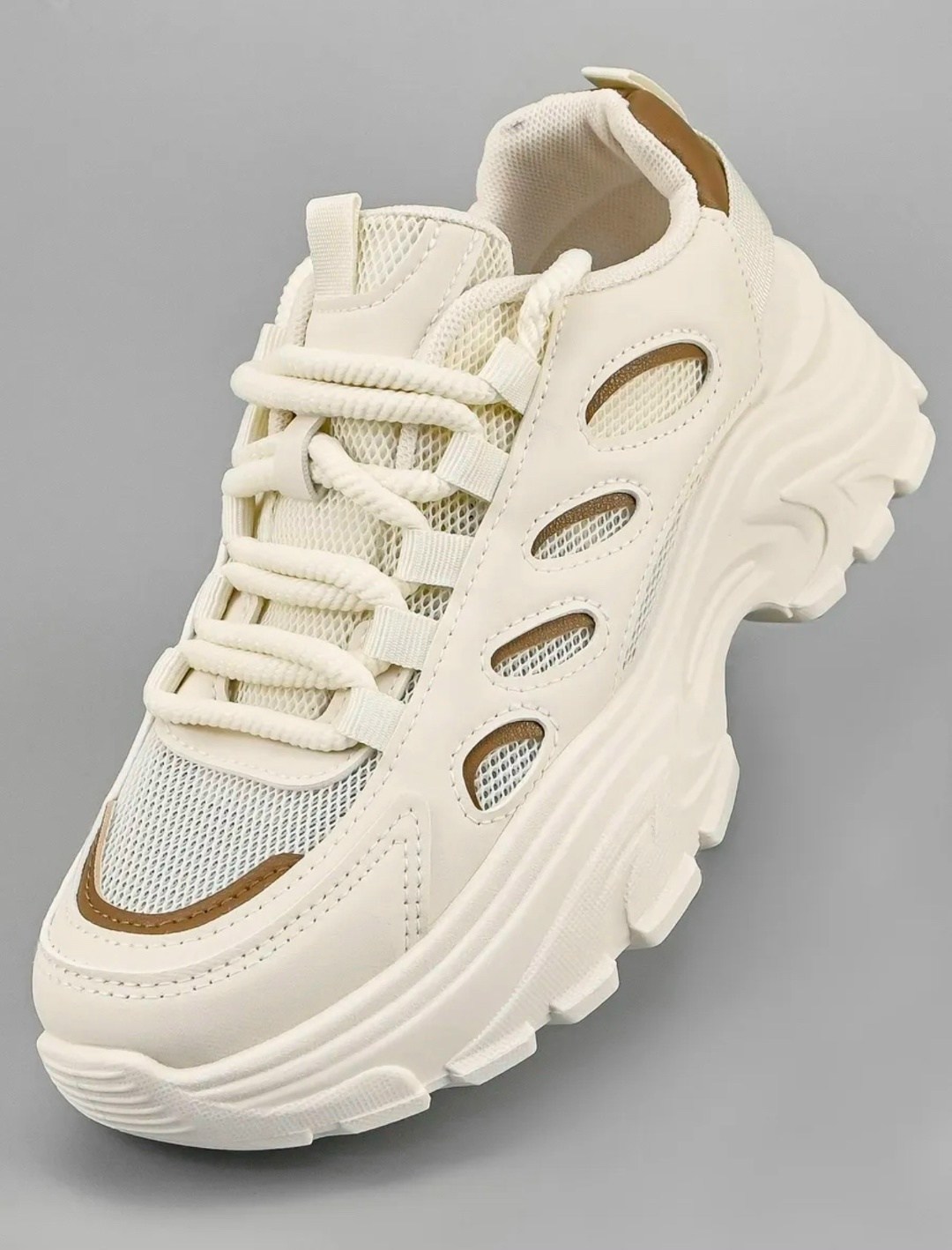 женские кроссовки,кроссовки летни,,кроссовки для женщин,кроссовки pooq chunky sneakers women's low-top бежевый