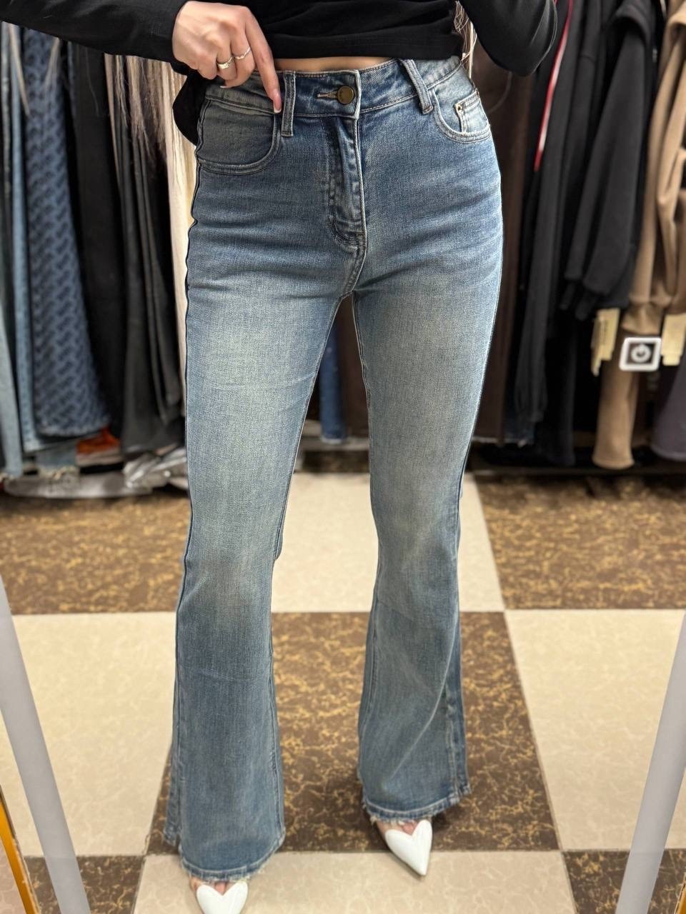 джинсы клеш с высокой посадкой glanada,джинсы женские клёш,джинсы женские клеш от колена,джинсы клеш,джинсы женские