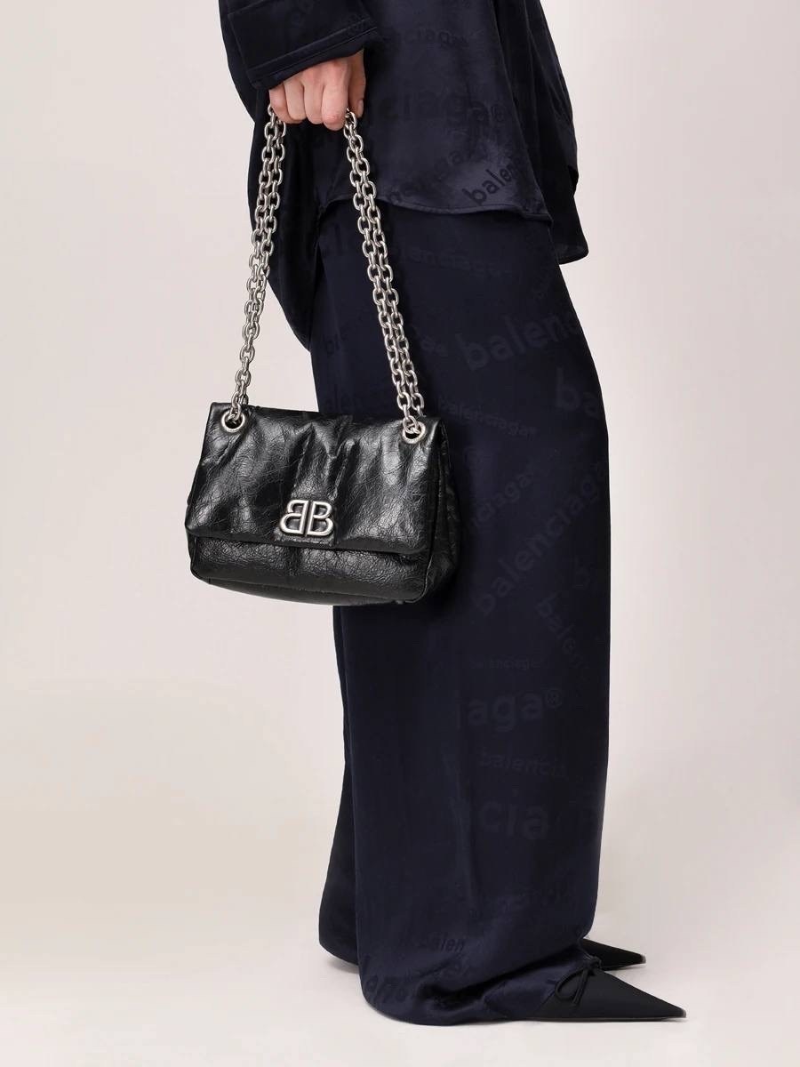 кожаная сумка через плечо monaco среднего размера balenciaga черный,сумка женская balenciaga,сумка balenciaga,баленсиага сумка,balenciaga черная кожаная сумка через плечо