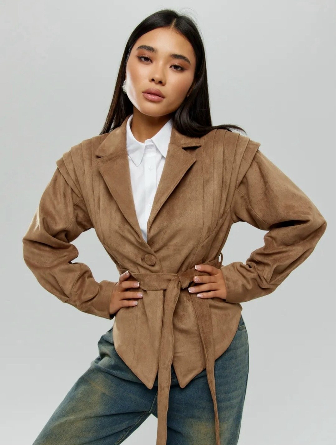 куртка замшевая жакет премиум x'zotic,куртка замшевая,куртка замшевая женская,куртка замшевая жакет премиум,куртка замшевая жакет премиум line xz серо-коричневая