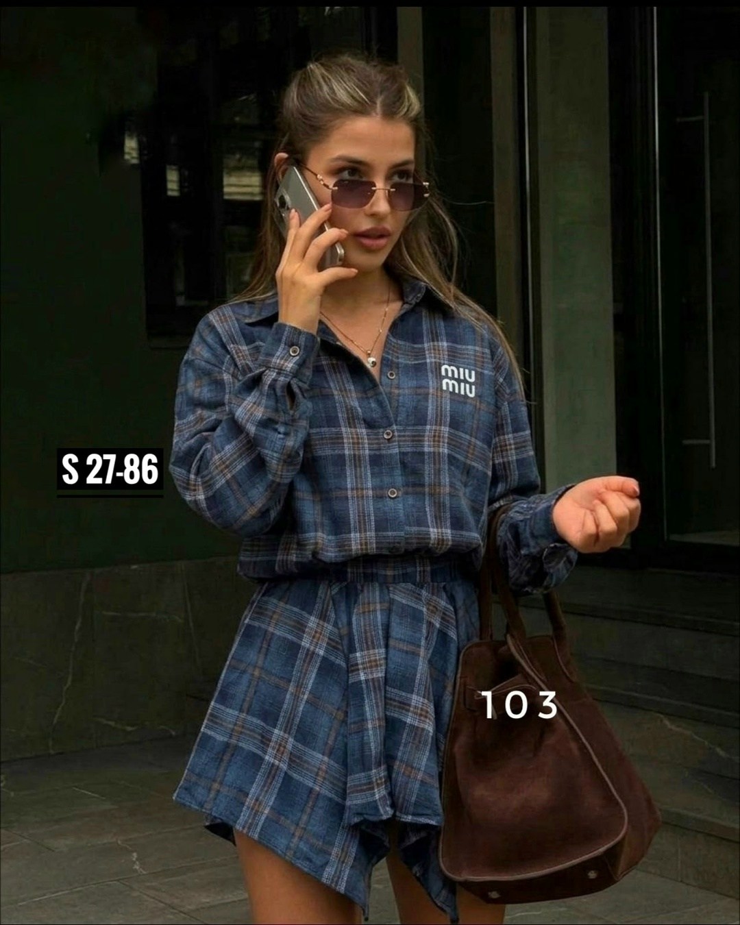 костюм в клетку,костюм с юбкой и рубашкой в клетку,костюм рубашка и юбка,стильный костюм в клетку,рубашка в клетку оверсайз vesnal 246217645