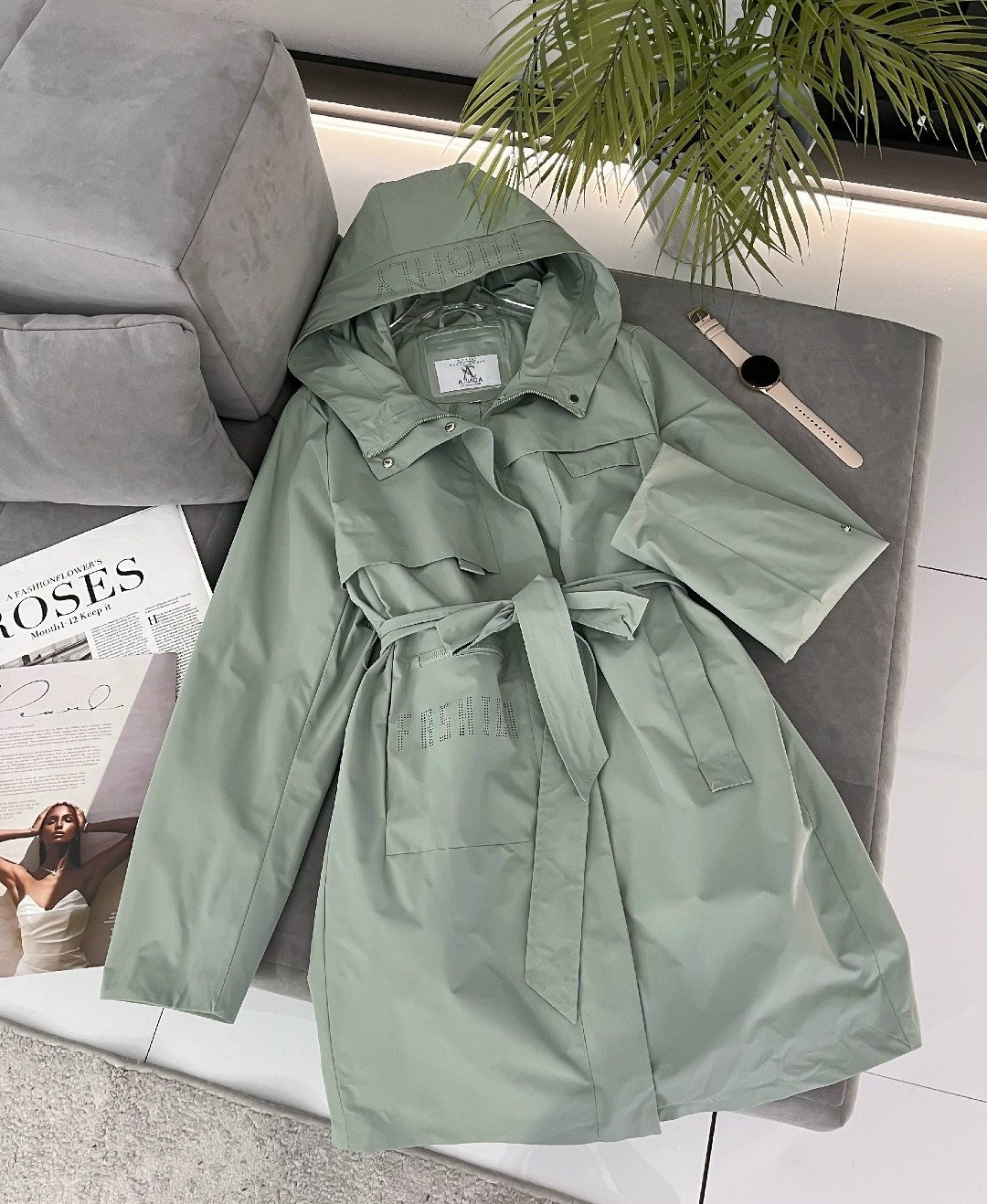 женский плащ,тренч плащ,плащ зеленый,плащ демисезонный,плащ тренч женский
