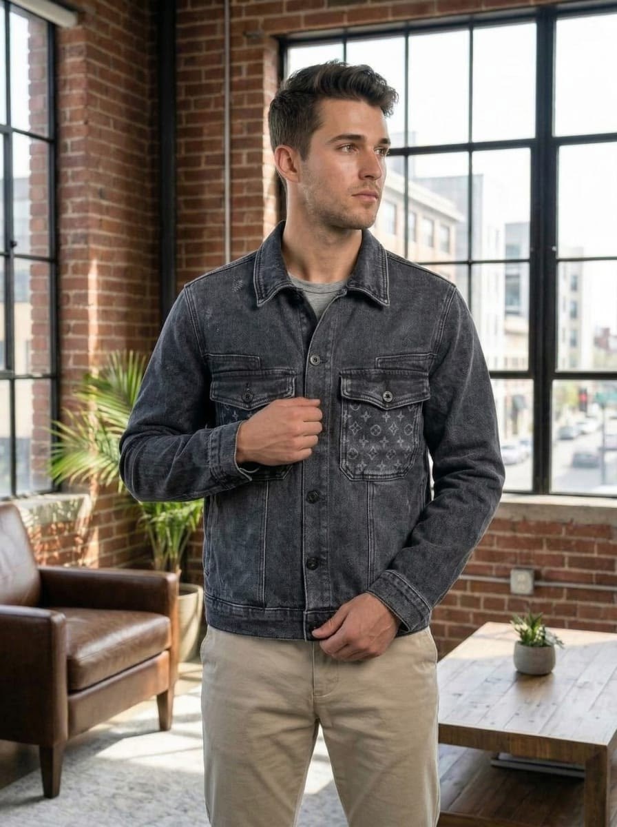 куртка джинсовая louis vuitton,джинсовая куртка,куртка мужская джинсовая,куртка джинсовка,мужская джинсовая куртка louis vuitton черная