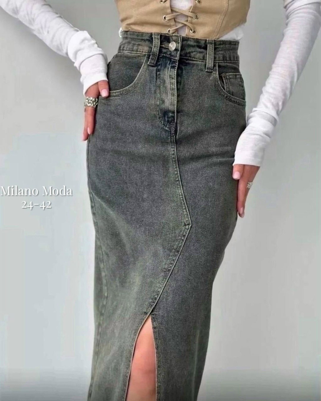 длинная джинсовая юбка с разрезом спереди,юбка карго джинсовая,женские юбки из джинса,джинсовая юбка макси,юбка джинсовая арт: v4246