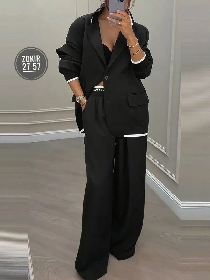 классический женский брючной костюм,костюм брючный с пиджаком деловой,женские костюмы,костюм с широкими брюками,женские брючные костюмы