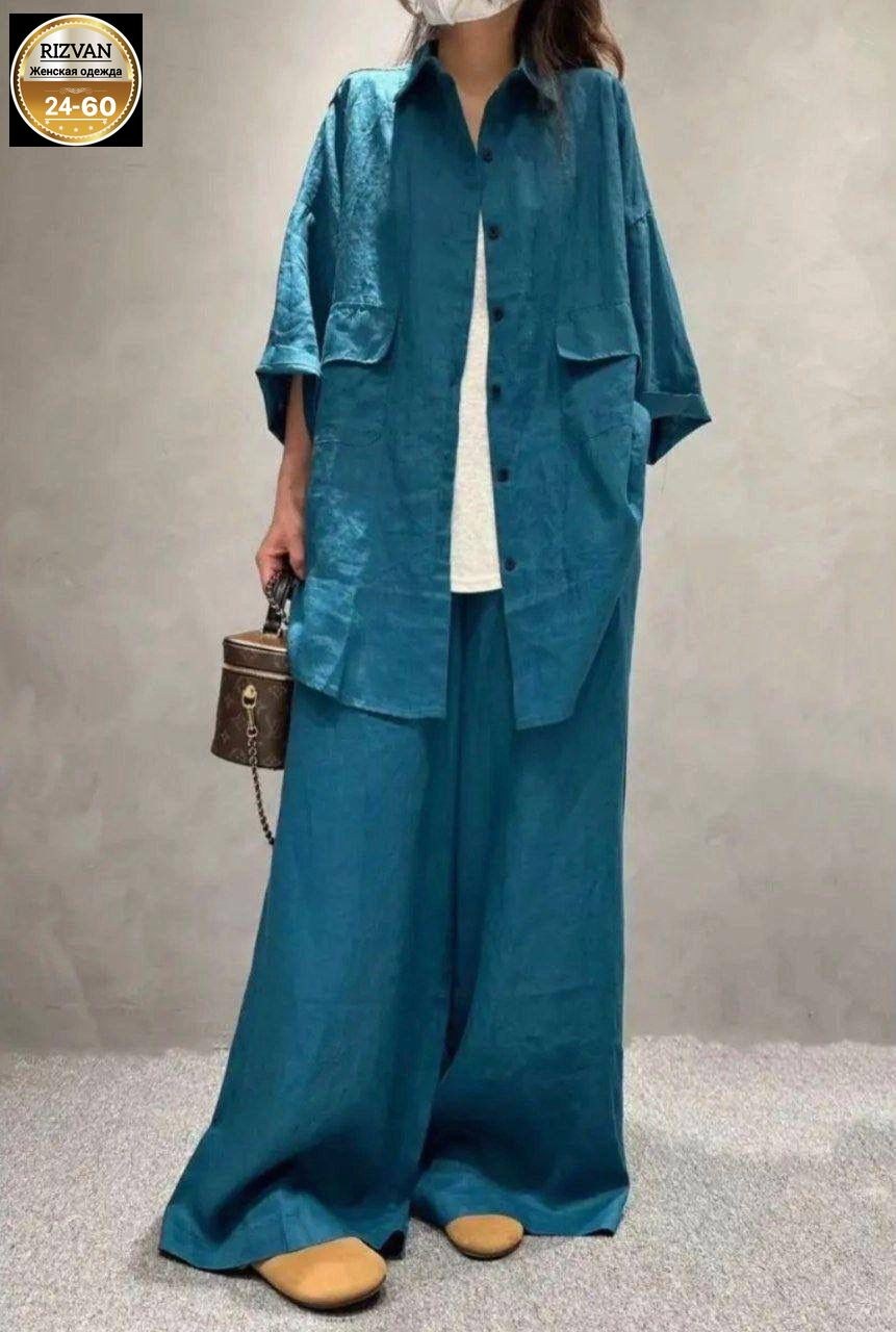 брючный костюм из льна,костюм брючный льняной женский широкие брюки и рубашка moda-mo,льняной костюм женский оверсайз штаны и рубашка,костюм брючный с рубашкой льняной летний оверсайз,льняной костюм