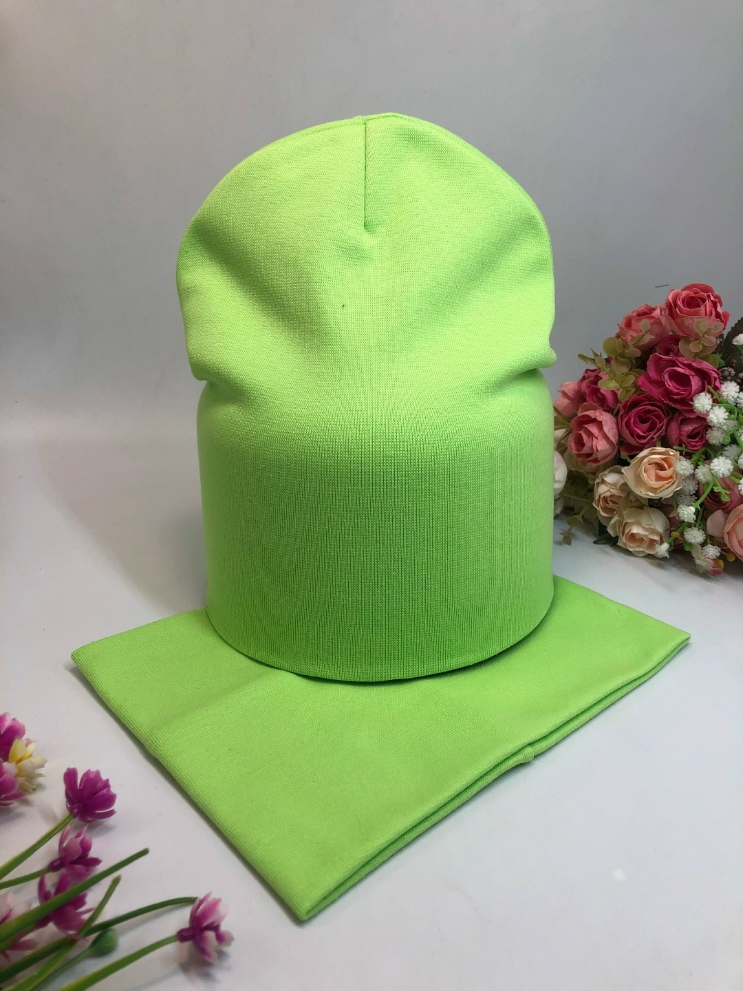 детская трикотажная шапка,трикотажная шапка,шапка и снуд,комплект детская шапка и снуд,шапка для девочек