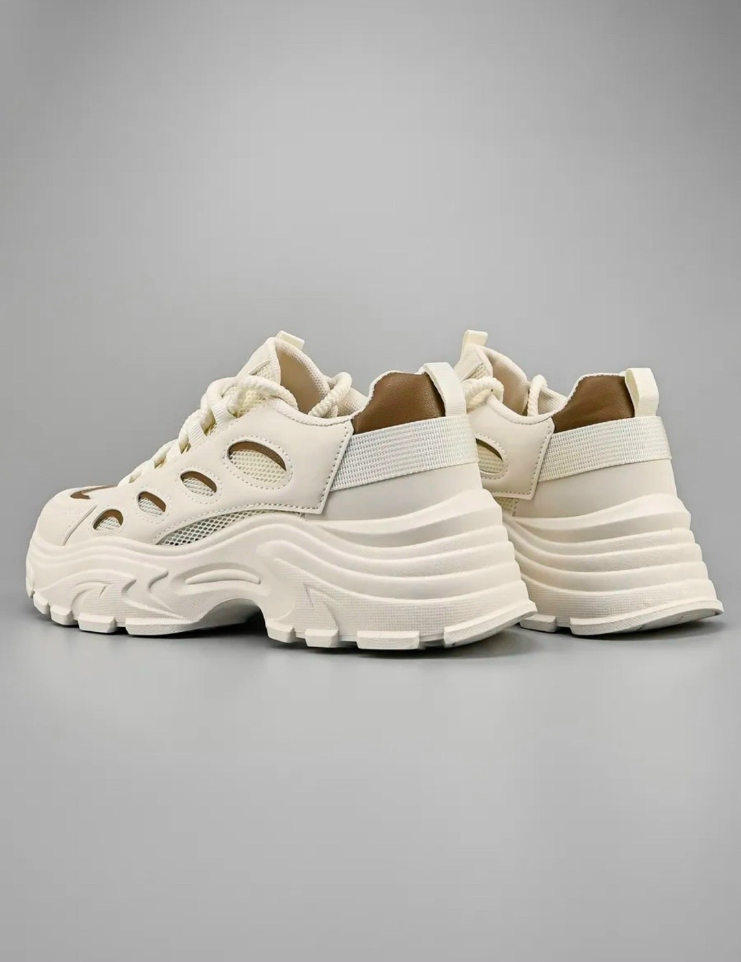 женские кроссовки,кроссовки летни,,кроссовки для женщин,кроссовки pooq chunky sneakers women's low-top бежевый