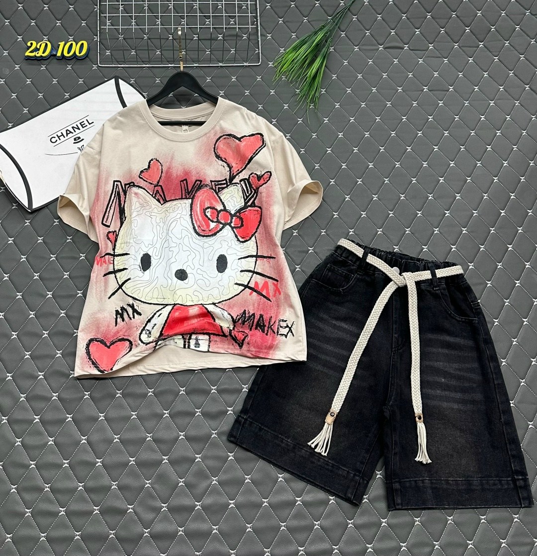 футболки для девочек,одежда для девочек,юбка для девочек,серая джинсовая юбка с принтом hello kitty для девочки gsk018347-1,юбка gloria jeans hello kitty