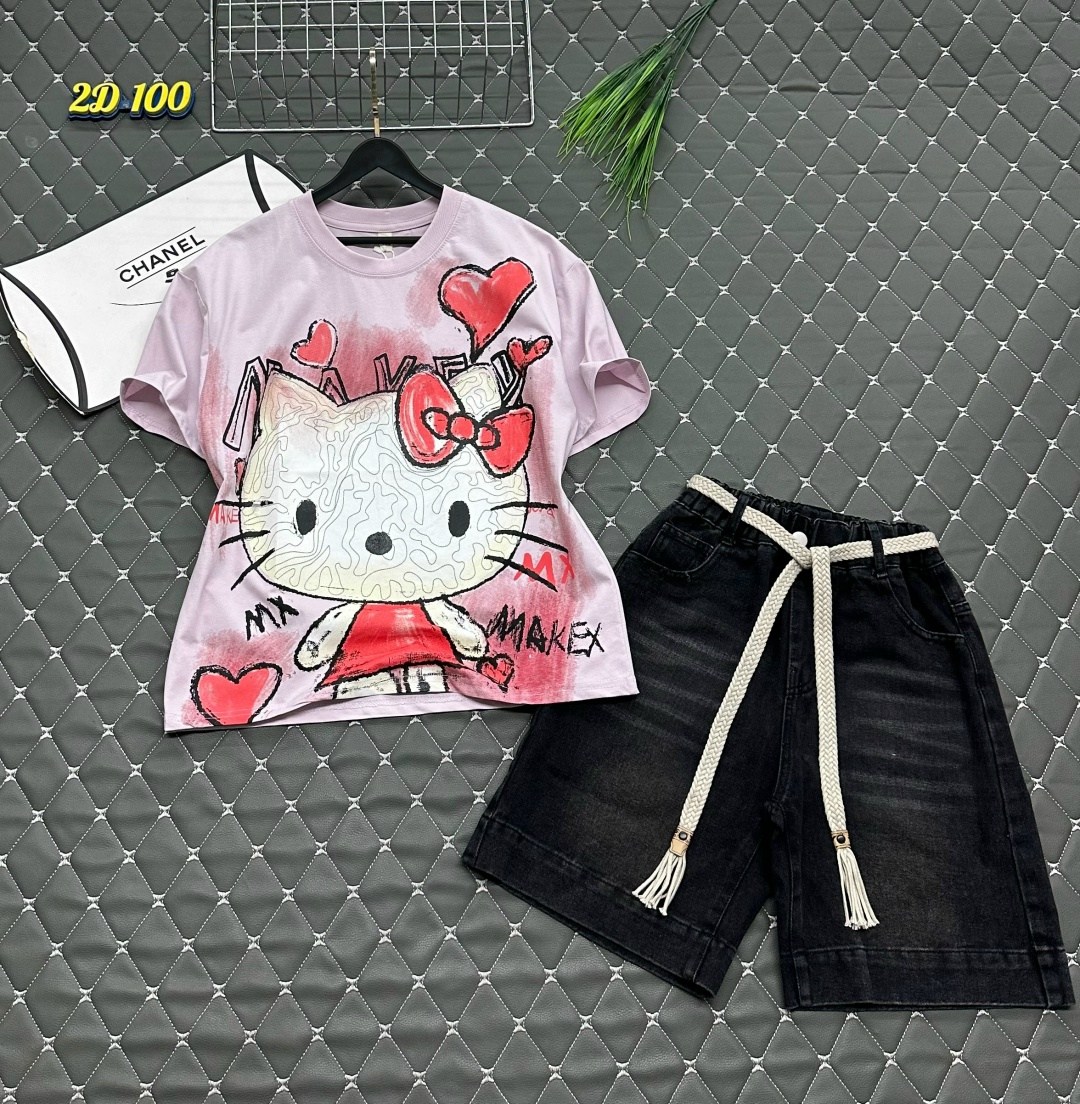 футболки для девочек,одежда для девочек,юбка для девочек,серая джинсовая юбка с принтом hello kitty для девочки gsk018347-1,юбка gloria jeans hello kitty