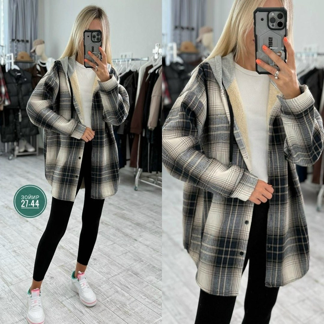 рубашка клетчатая с мехом внутри с капюшоном melidim,рубашка оверсайз теплая в клетку удлиненная amy store,женская рубашка,рубашка с капюшоном,рубашка теплая