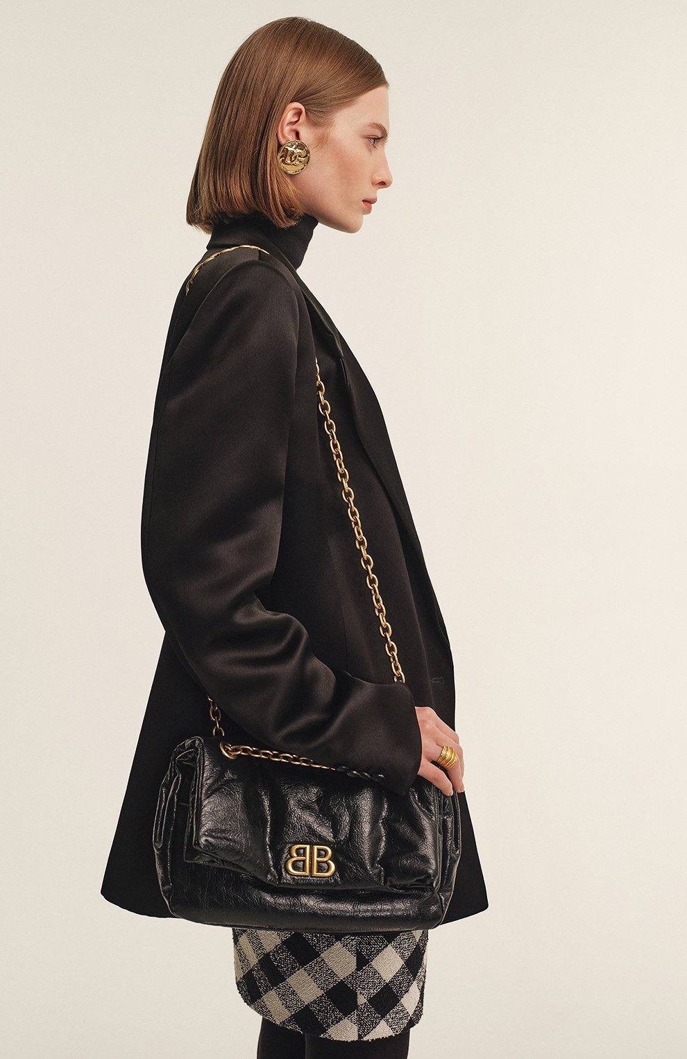 кожаная сумка через плечо monaco среднего размера balenciaga черный,сумка женская balenciaga,сумка balenciaga,баленсиага сумка,balenciaga черная кожаная сумка через плечо