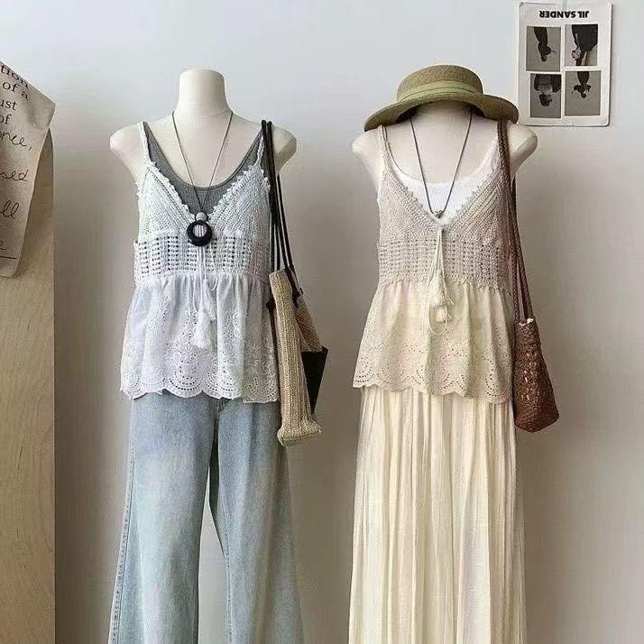 вязаные топы,летние наряды,модные наряды,кружевная майка,женские летние костюмы