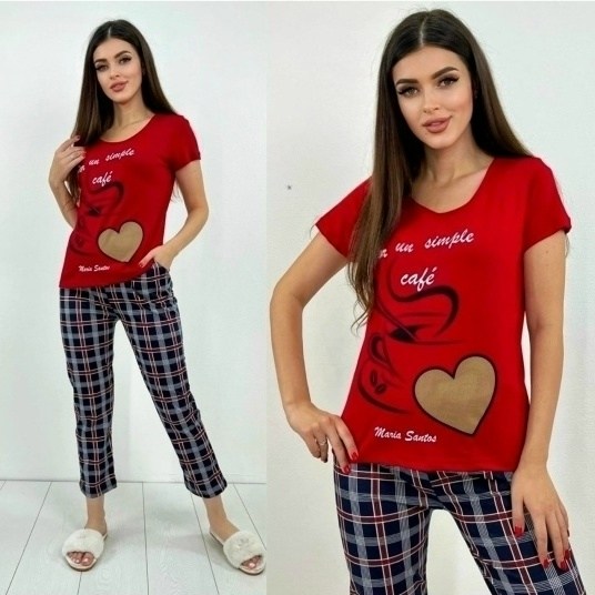 женские пижамы,пижама,пижама красная,пижама новогодняя,домашняя одежда пижама