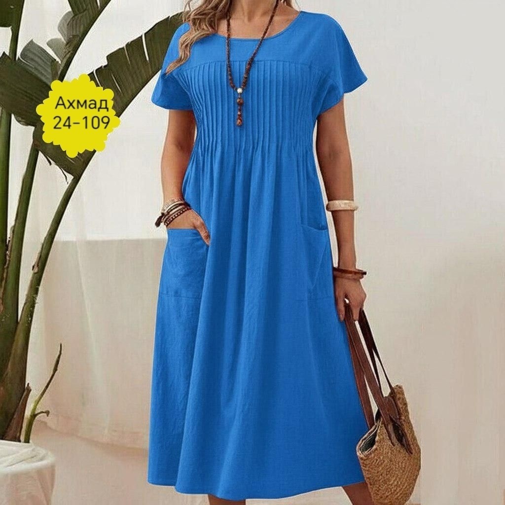 летнее женское платье,женское летнее платье из льна,женское повседневное свободное летнее платье с круглым вырезом и карманом, плиссированное с коротким рукавом,платье женской,женские повседневные пла