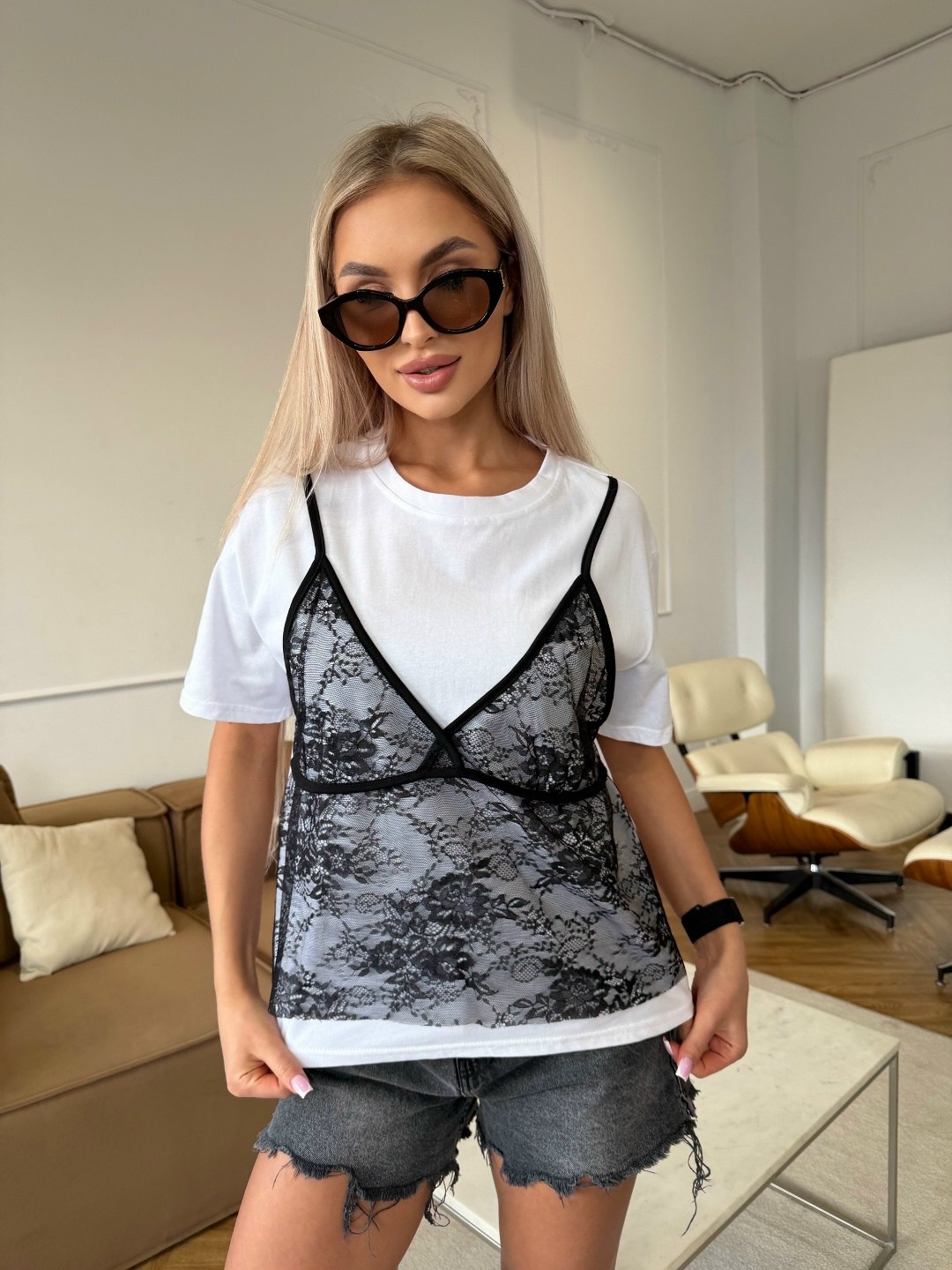 повседневные шорты,футболка с кружевами,футболки женская,шорты бриджи