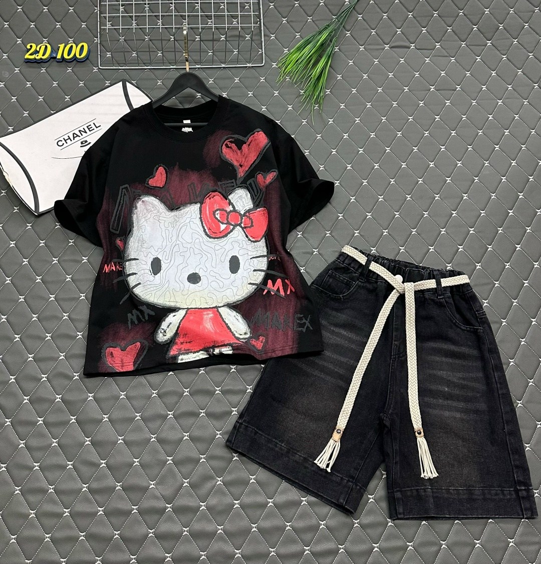 футболки для девочек,одежда для девочек,юбка для девочек,серая джинсовая юбка с принтом hello kitty для девочки gsk018347-1,юбка gloria jeans hello kitty