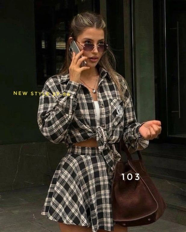 костюм в клетку,платья в клетку,женские костюмы с юбкой,костюм с юбкой и рубашкой в клетку,костюм с юбкой
