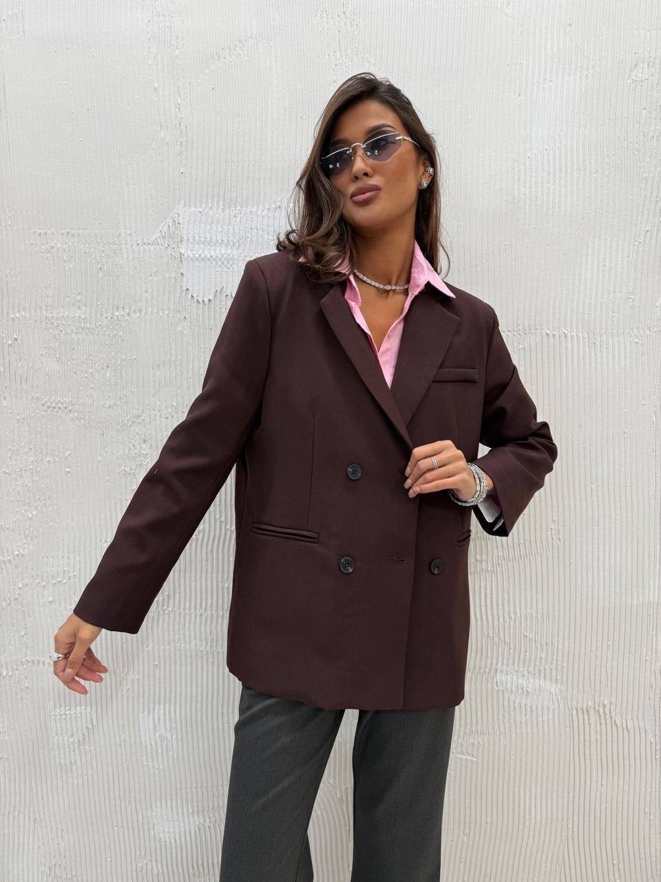 пиджак женский infashion шоколадный,жакет,пиджак,жакет двубортный "шоколад",пиджак и жакет