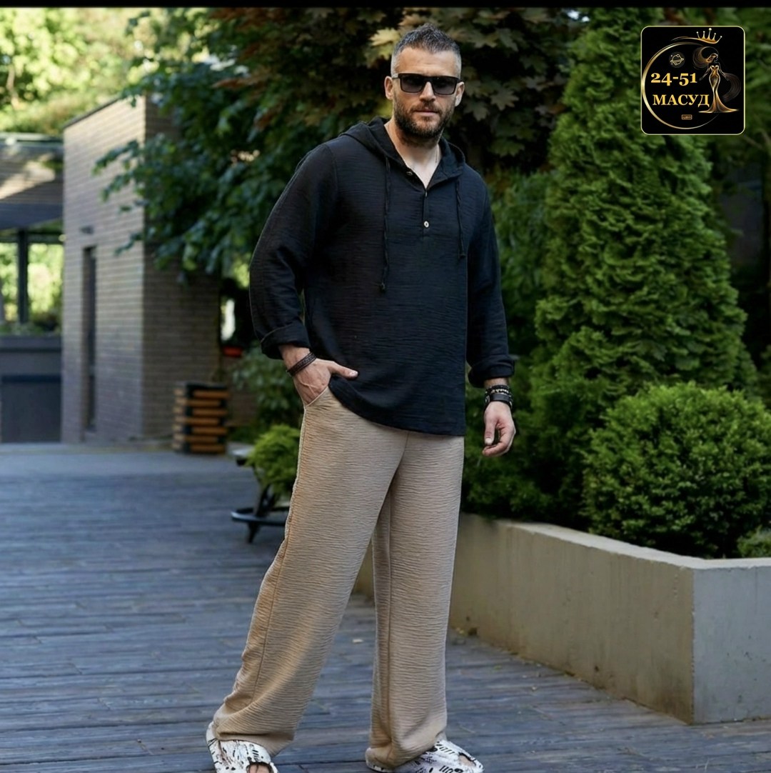 мужская льняная рубашка с капюшоном летняя,льняная рубашка с капюшоном,мужская рубашка с капюшоном,мужская рубашка с капюшоном лен,брюки бежевые вайкики льняные мужские