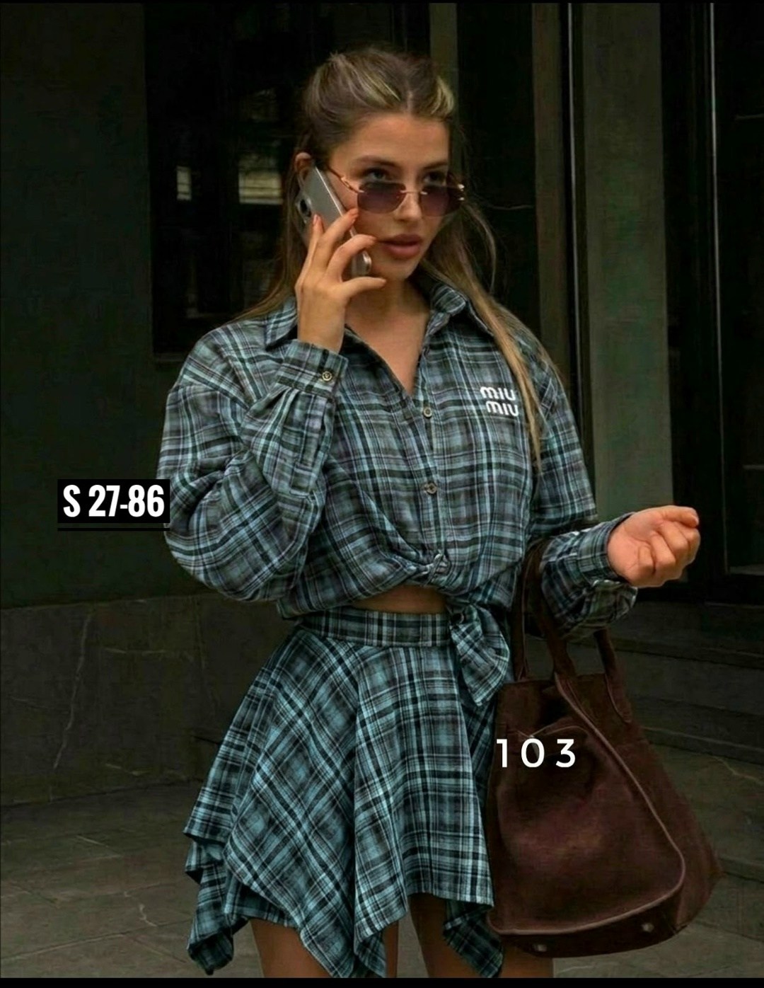 костюм в клетку,костюм с юбкой и рубашкой в клетку,костюм рубашка и юбка,стильный костюм в клетку,рубашка в клетку оверсайз vesnal 246217645