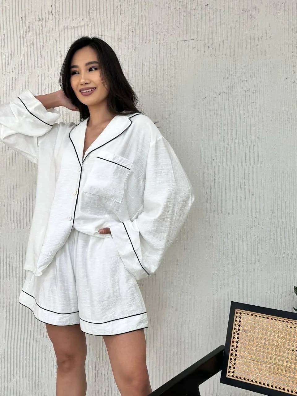 пижама женская с рубашкой,классическая пижама из 100% хлопка,пижама хлопковая со штанами ilova wear,пижама женская,пижама рубашка