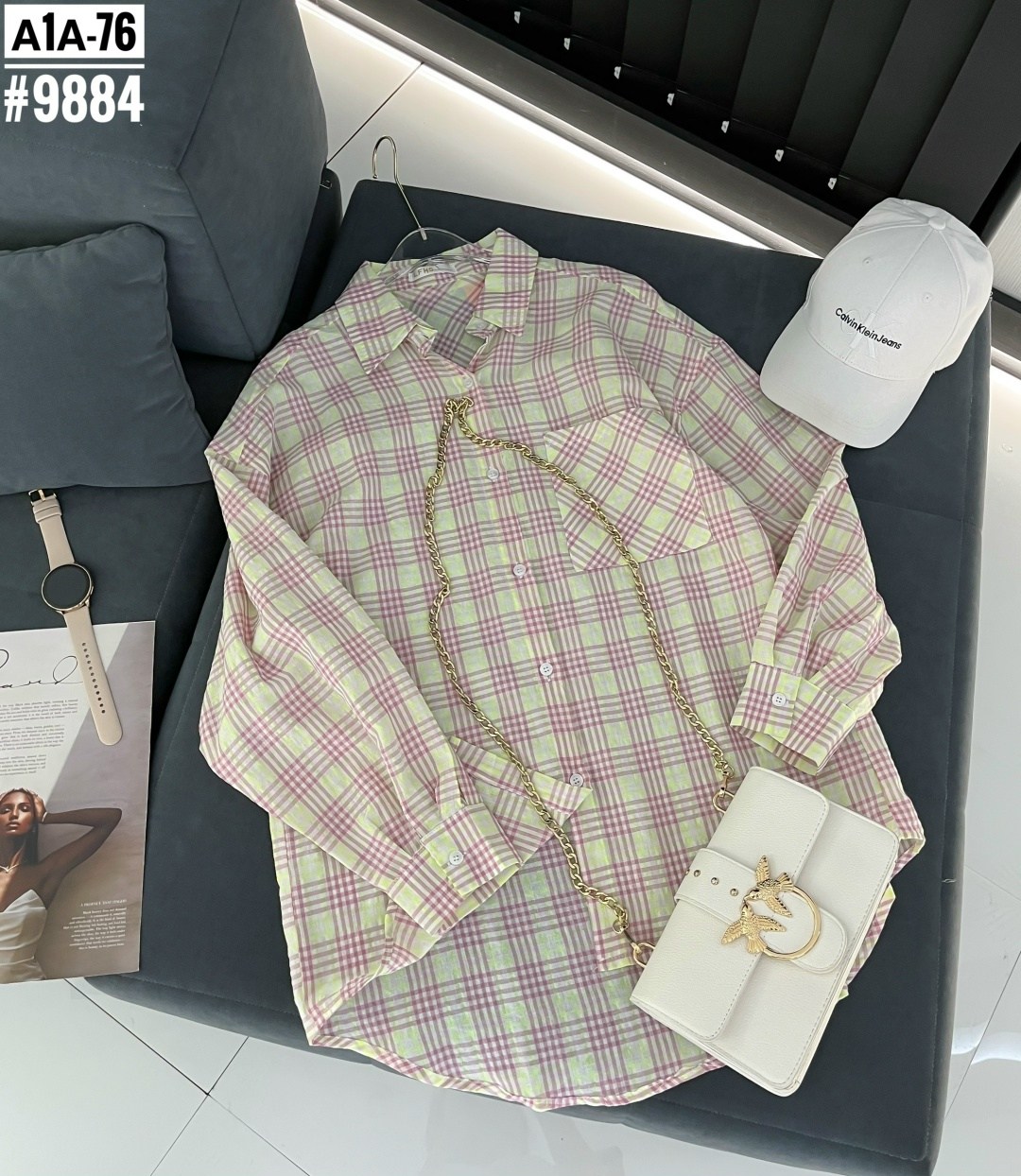 рубашка в клетку,рубашка в клетку оверсайз со стразами perferita,женская рубашка,женская рубашка в клетку,рубашка в клетку свободного кроя