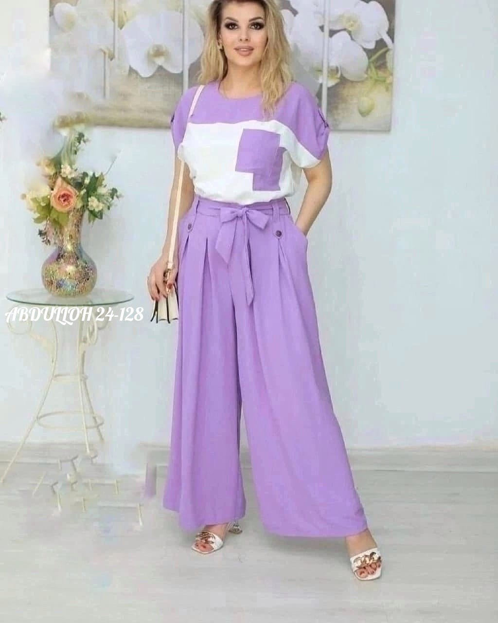 костюм женский,костюм фиолетовый,костюм с брюками,летние костюмы,костюм летний женский брючный