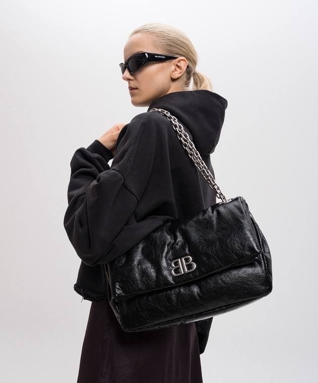 кожаная сумка через плечо monaco среднего размера balenciaga черный,сумка женская balenciaga,сумка balenciaga,баленсиага сумка,balenciaga черная кожаная сумка через плечо