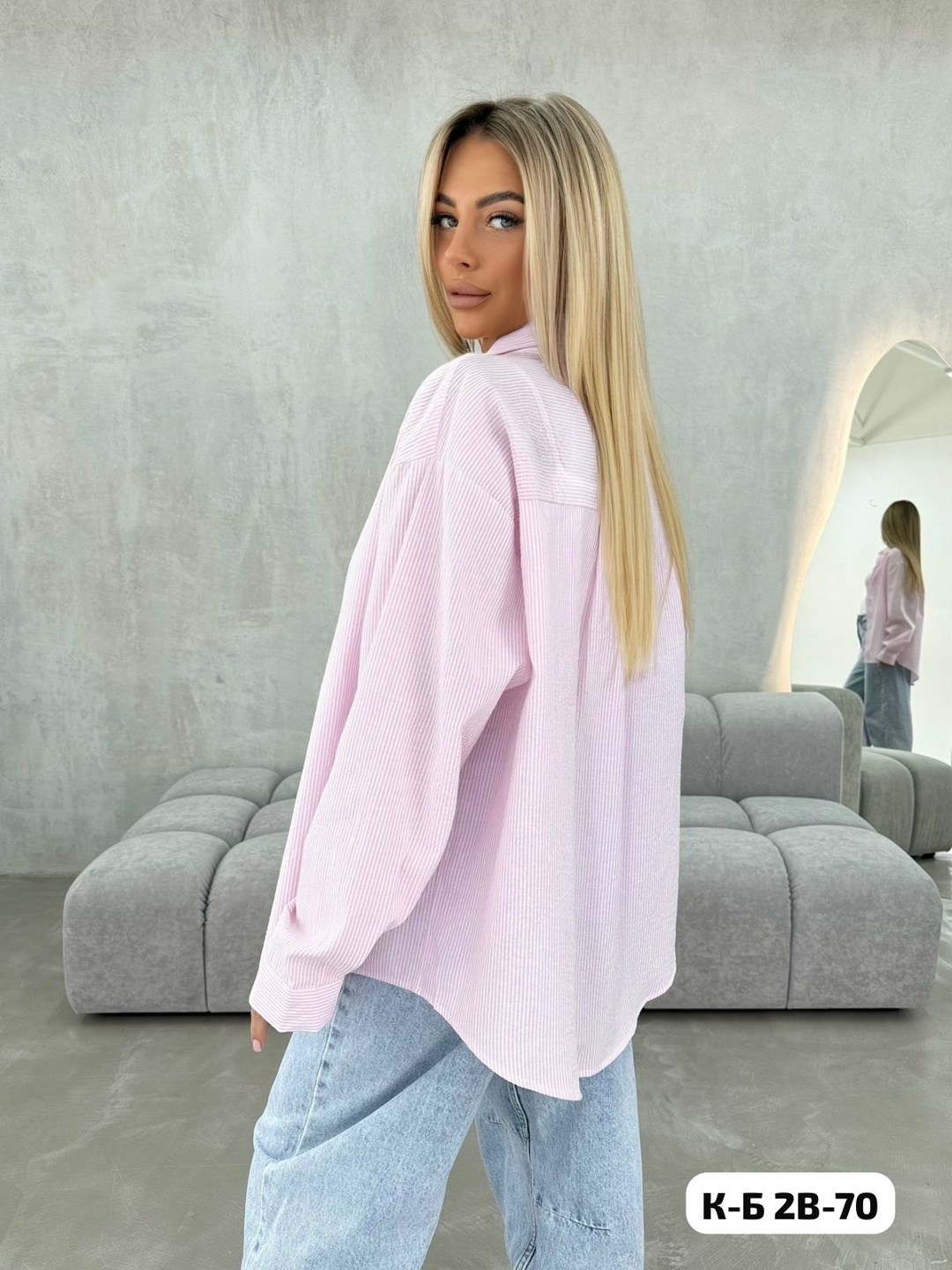 женская рубашка,хлопковая рубашка в полоску оверсайз cosmo brand,рубашка,женская рубашка розовая,рубашка оверсайз удлиненная в полоску pandum