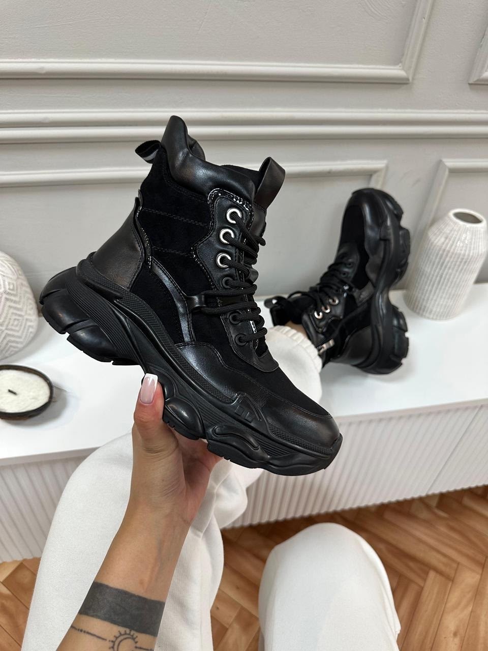 зимние кроссовки женские,,женские кроссовки,кроссовки женские зимние на высокой подошве черные,теплые кроссовки