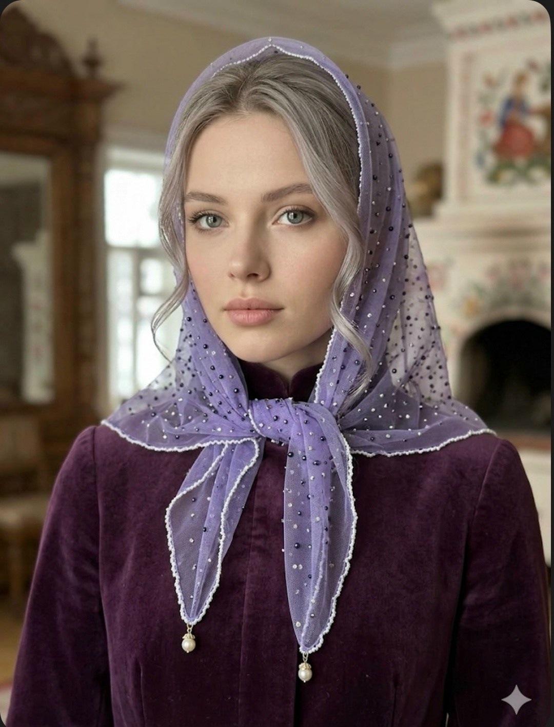 платок в церковь,платок для храма,православный платок,платок для храма женский,платок на голову для храма мастерская покров цвет молочный
