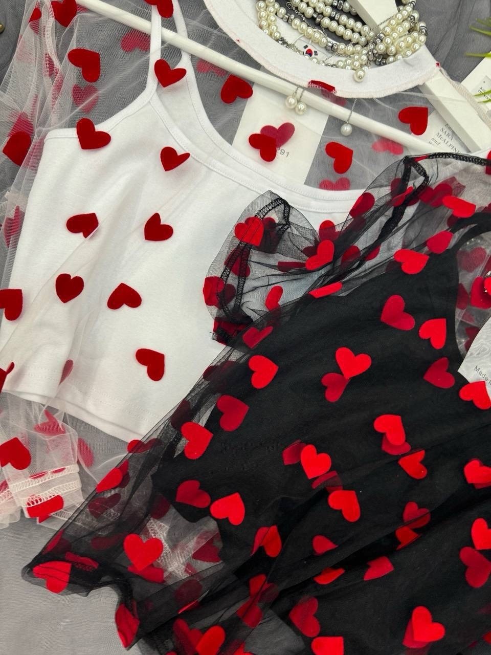 блузка с сеткой,футболка с сеткой,футболка с сердечками,футболка с фатином,футболка женская